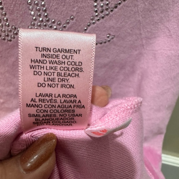 Juicy Couture Pink Velour Sleep Shirt Pajama Nightgown Size L Bling Logo Soft - Picture 10 of 12